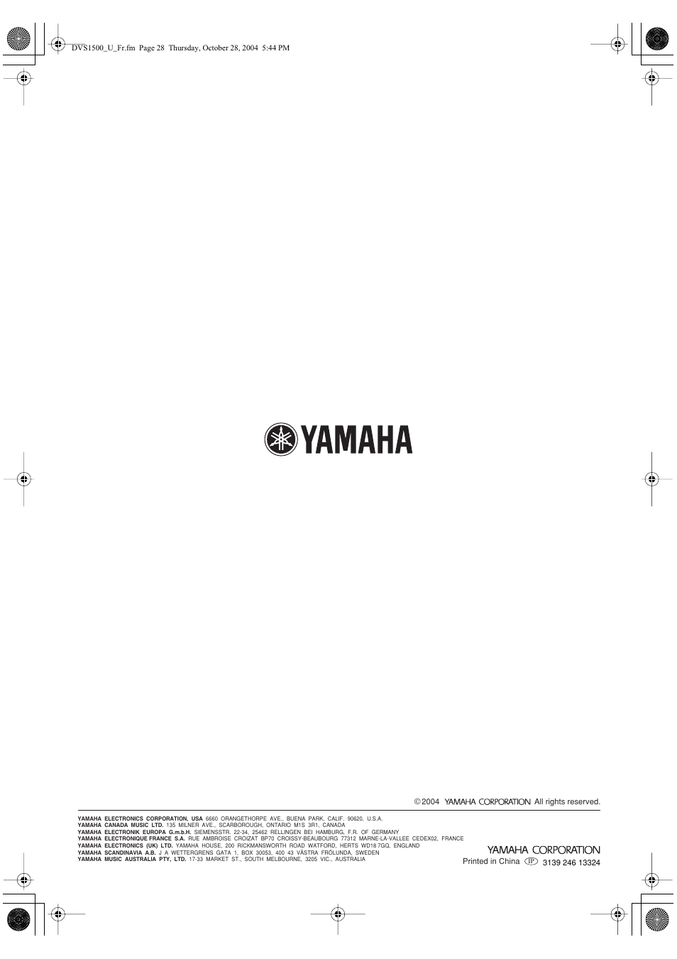 Yamaha DVD-S1500 User Manual | Page 32 / 32