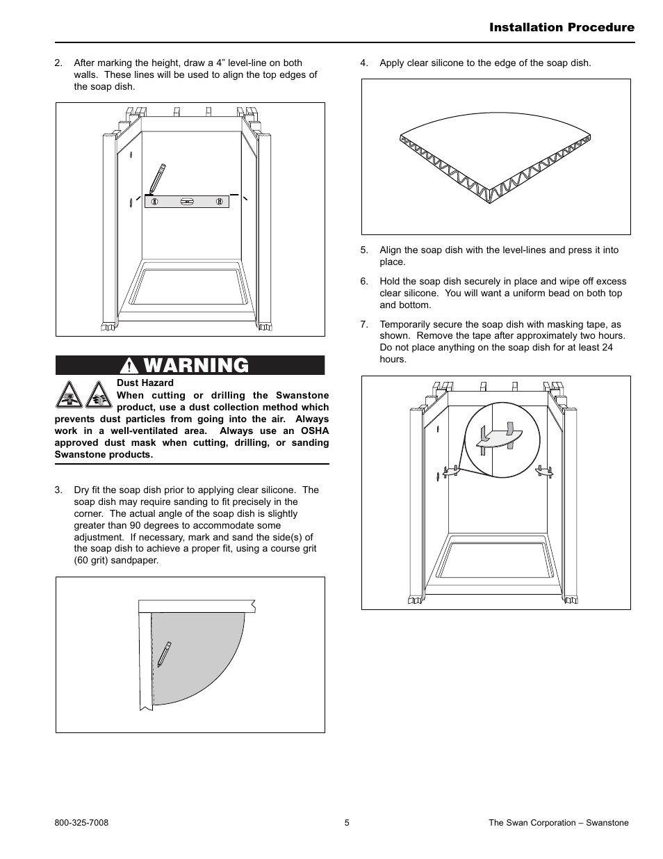 Warning | Swanstone SS-7211 - Installation User Manual | Page 5 / 8