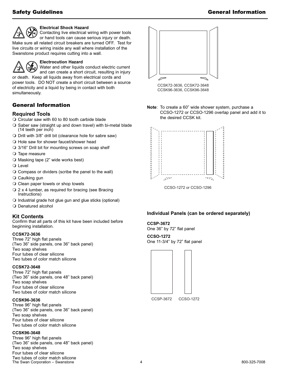 Swanstone CCSP-4896-1 - Installation User Manual | Page 4 / 20