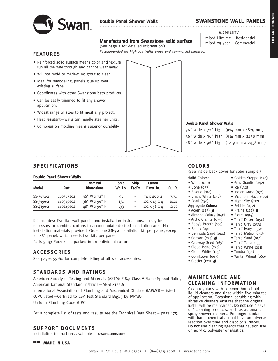 Swanstone wall panels | Swanstone SS-6296-1 - Specification User Manual | Page 3 / 4