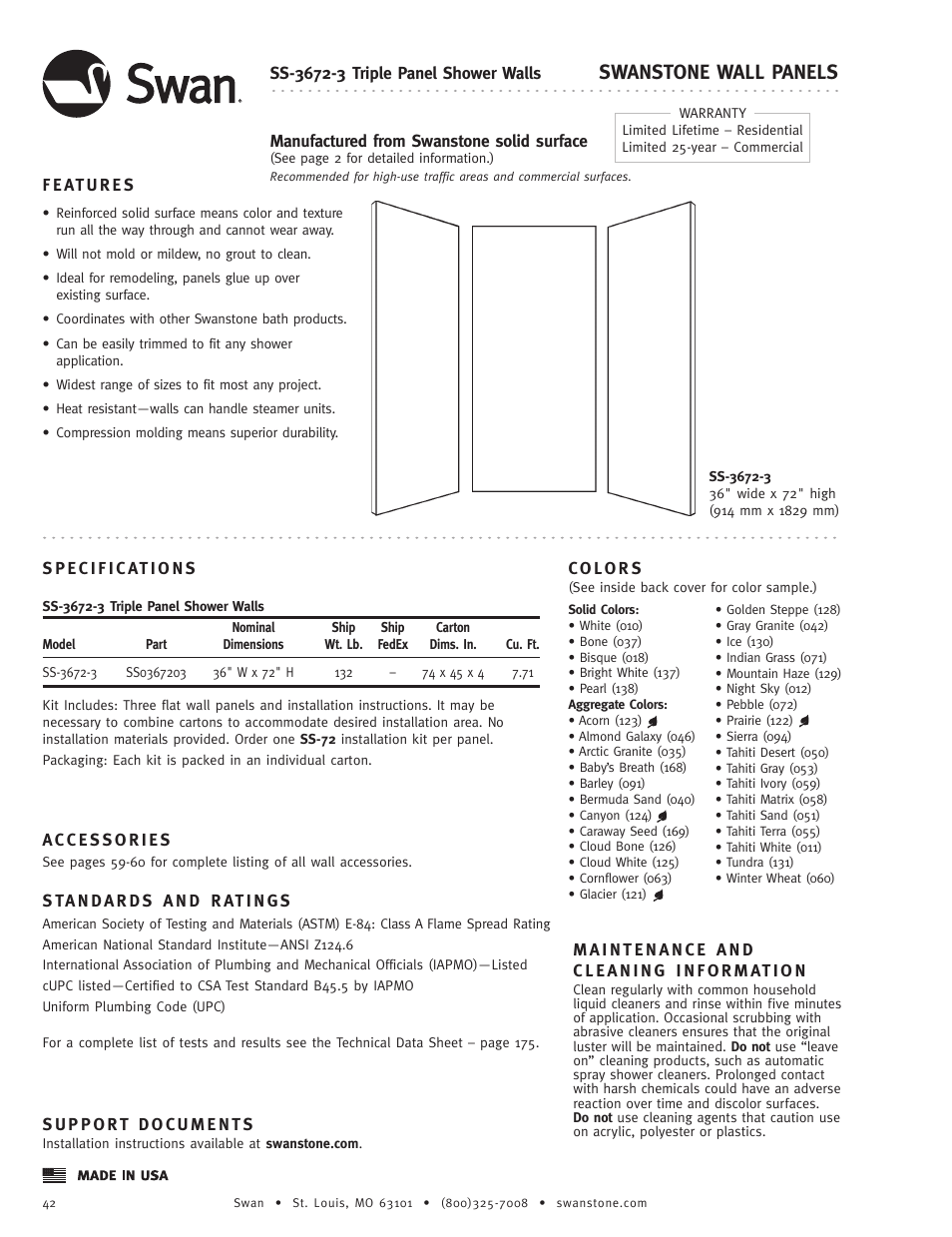 Swanstone wall panels | Swanstone SS-6296-1 - Specification User Manual | Page 4 / 4