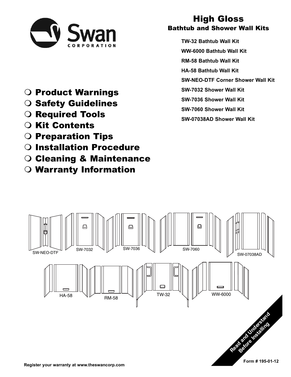 Swanstone WW-6000 - Installation User Manual | 32 pages