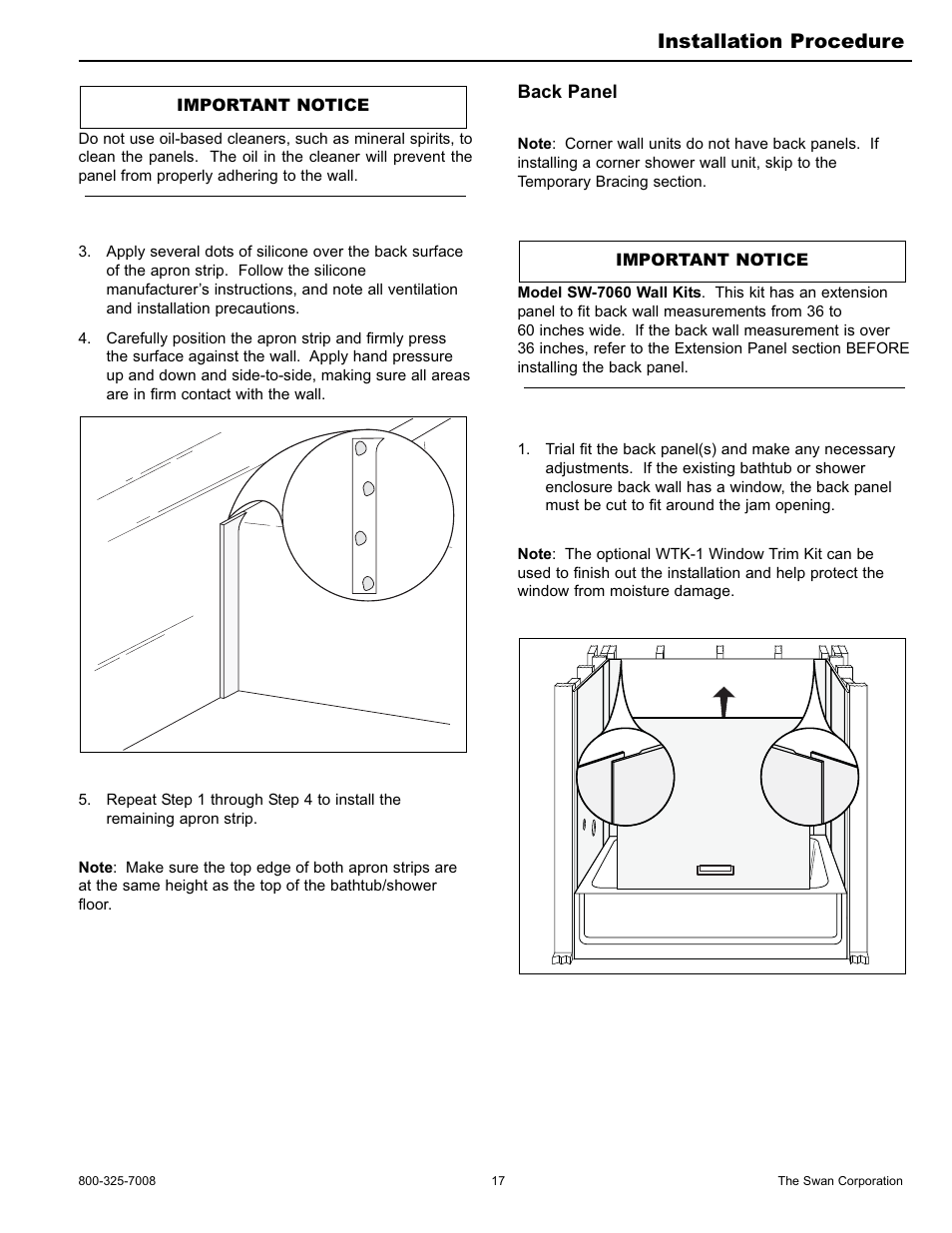 Installation procedure | Swanstone WW-6000 - Installation User Manual | Page 17 / 32