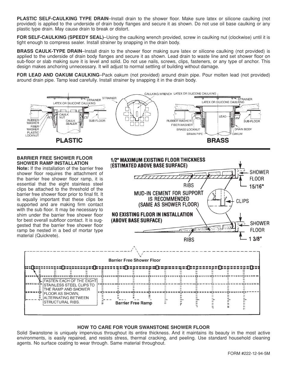 Swanstone FBF-1260 - Installation User Manual | Page 2 / 2