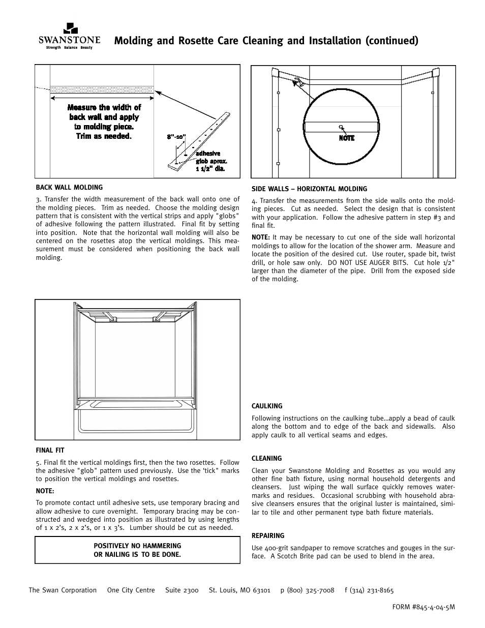 Swanstone TC-6072TR - Installation User Manual | Page 2 / 2