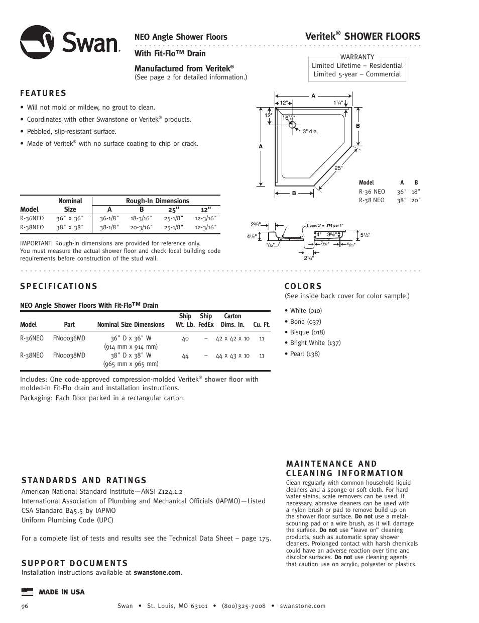 Swanstone R-38NEO - Specification User Manual | 1 page