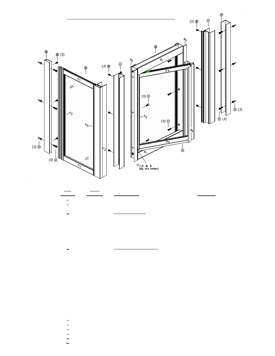 Parts list, Exploded view of modular corner unit | Swanstone SD-DTF-C - Installation User Manual | Page 2 / 4