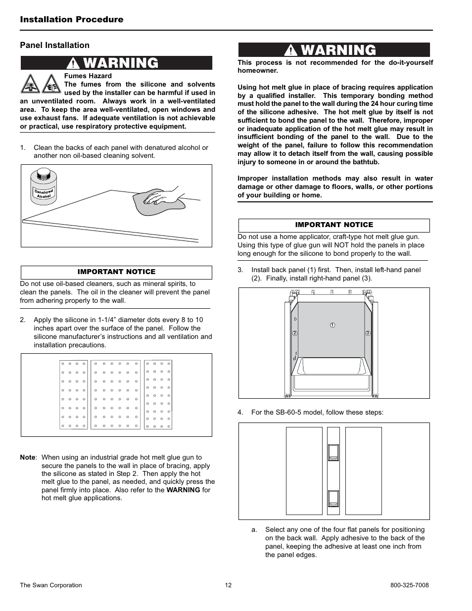 Warning | Swanstone STMK72-3662 - Installation User Manual | Page 12 / 20