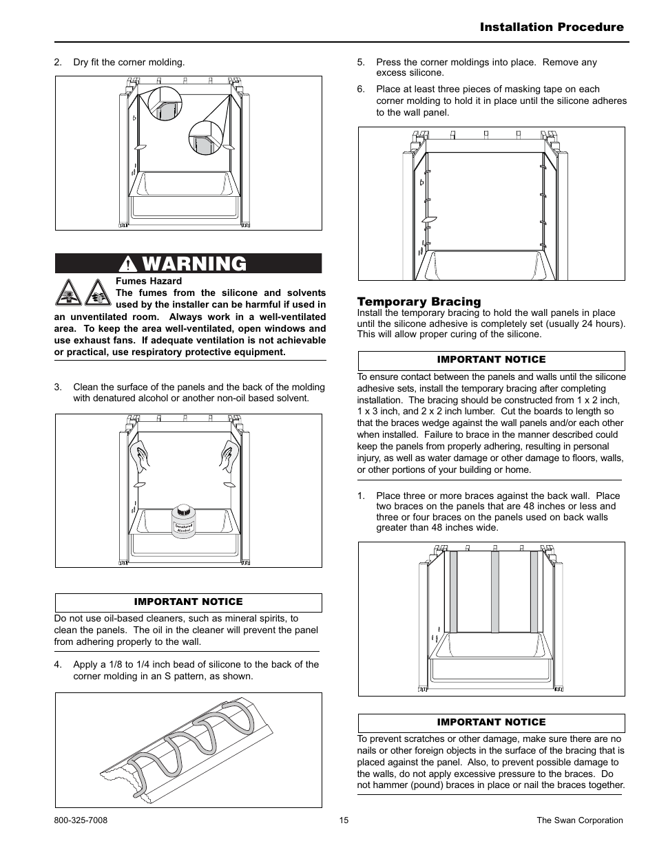 Warning | Swanstone STMK72-3662 - Installation User Manual | Page 15 / 20