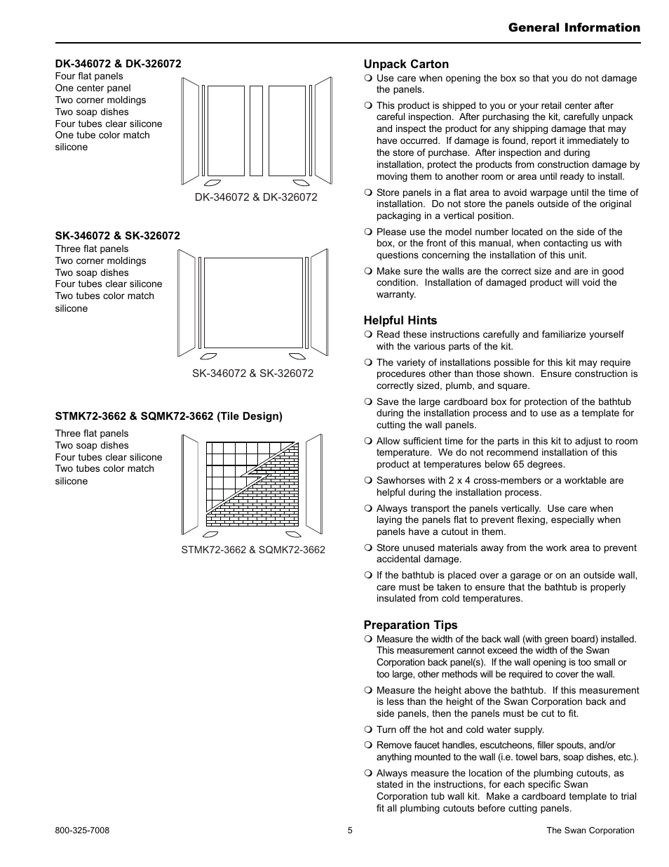 Swanstone STMK72-3662 - Installation User Manual | Page 5 / 20
