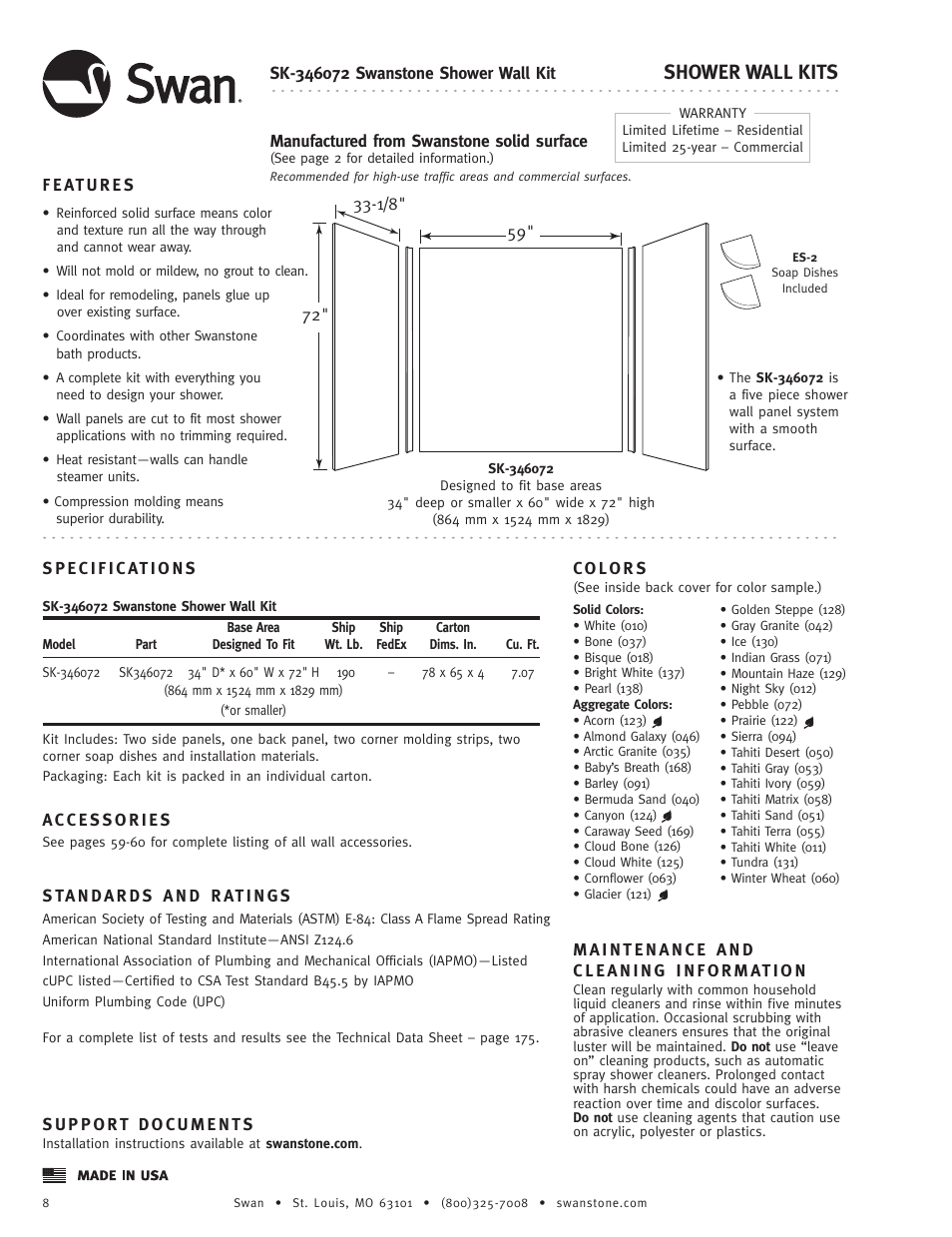 Swanstone SK-346072 - Specification User Manual | 1 page