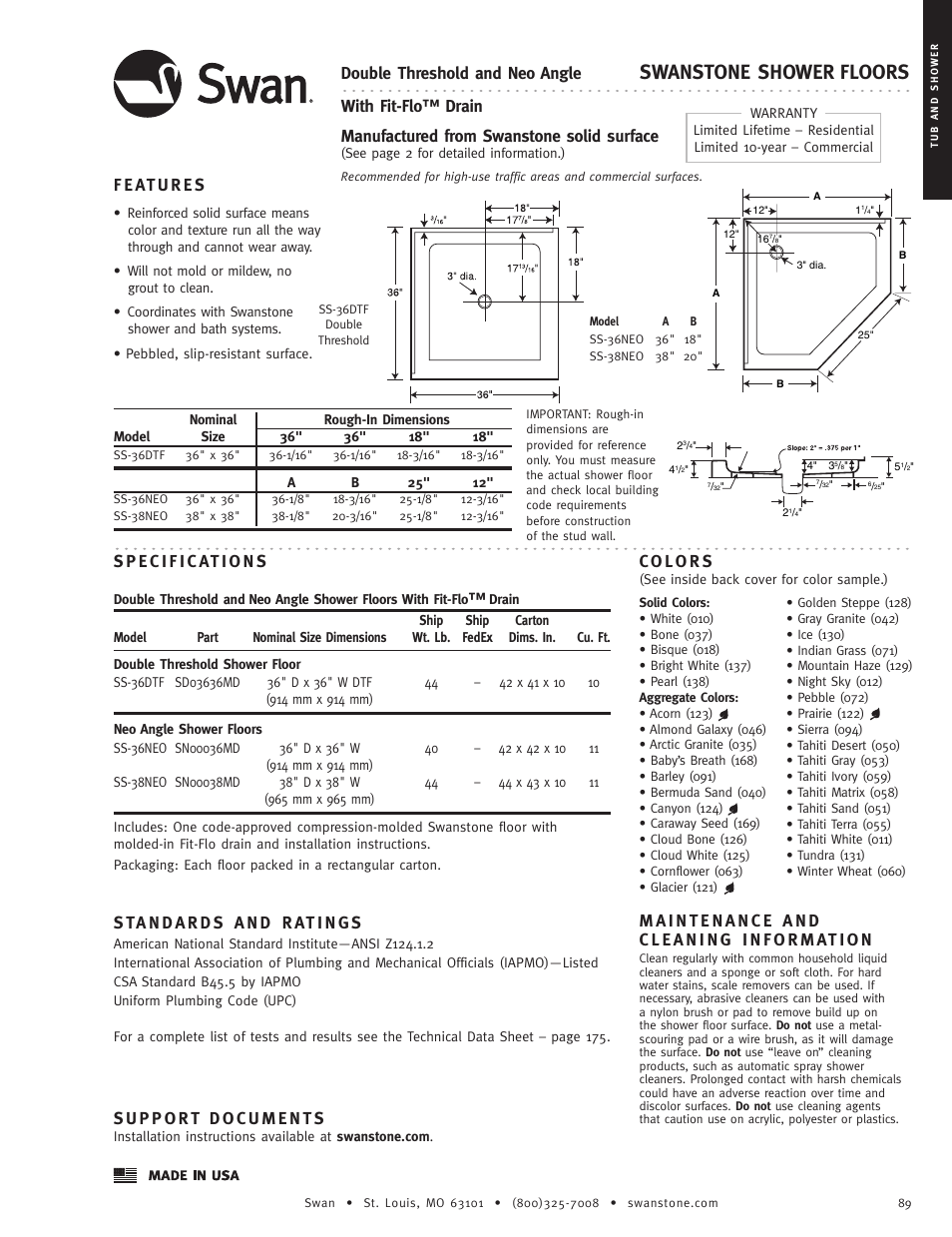 Swanstone SS-38NEO - Specification User Manual | 1 page