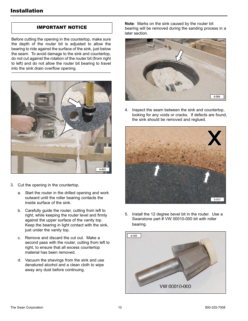 Installation | Swanstone ULAD-1913 - Installation User Manual | Page 10 / 16