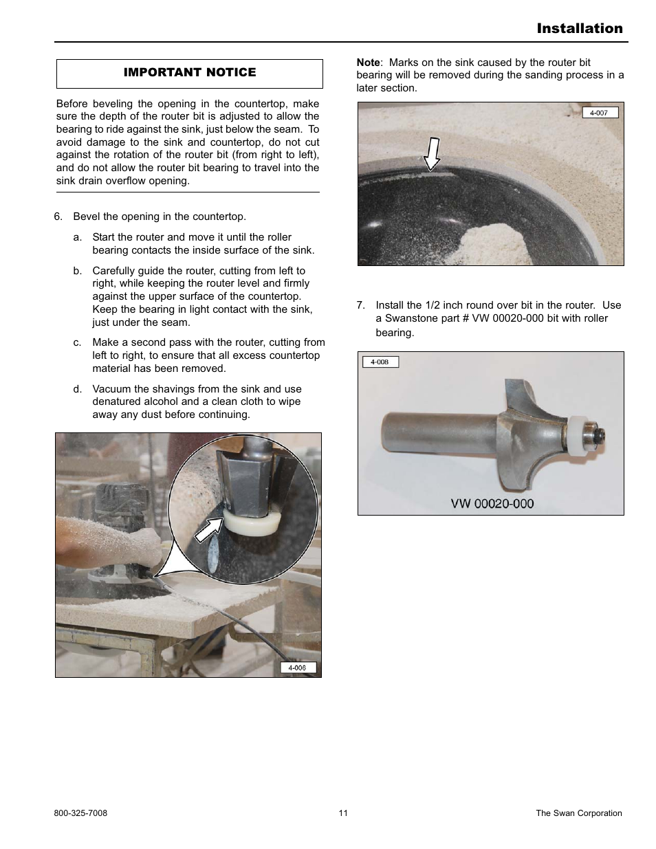 Installation | Swanstone ULAD-1913 - Installation User Manual | Page 11 / 16
