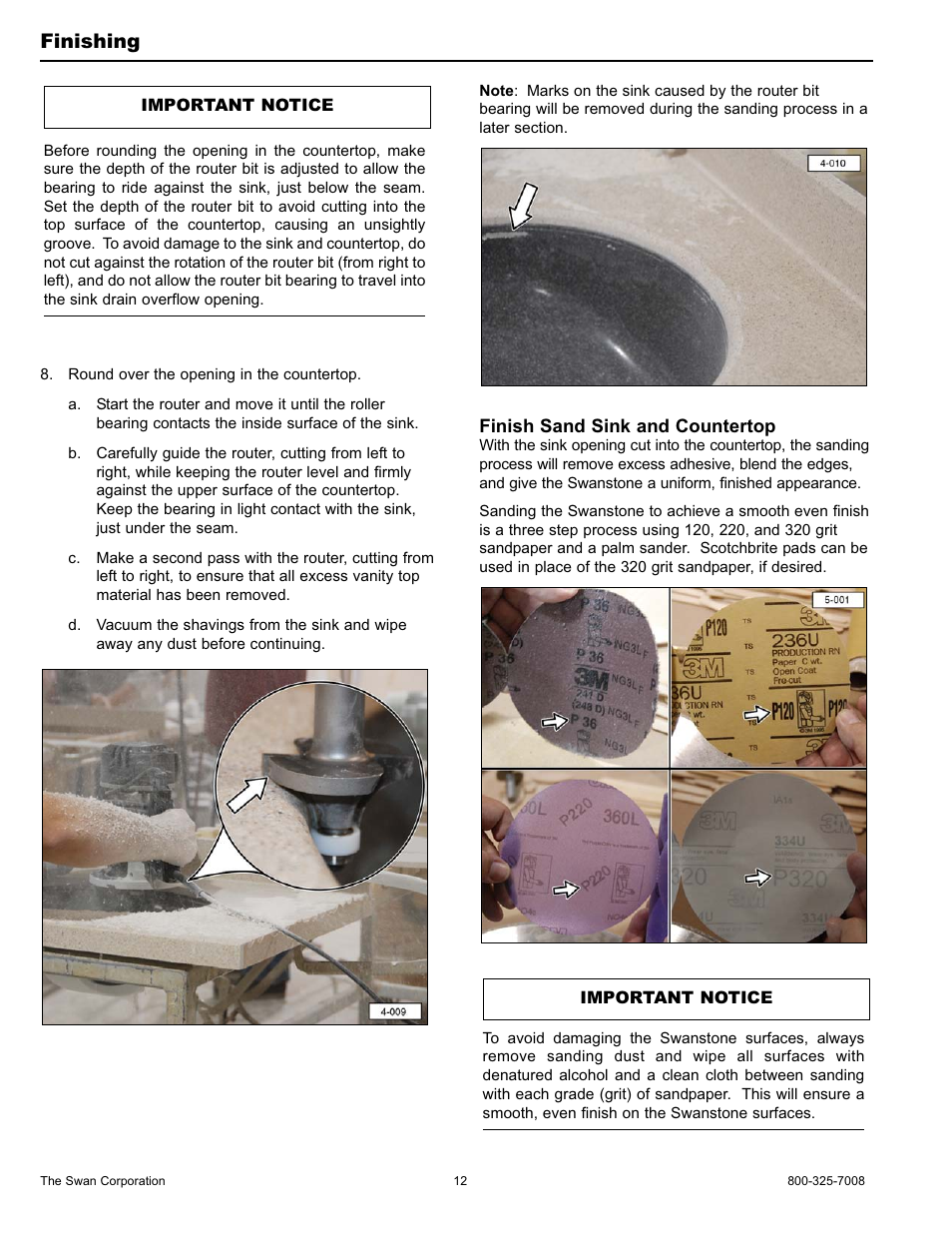 Finishing | Swanstone ULAD-1913 - Installation User Manual | Page 12 / 16
