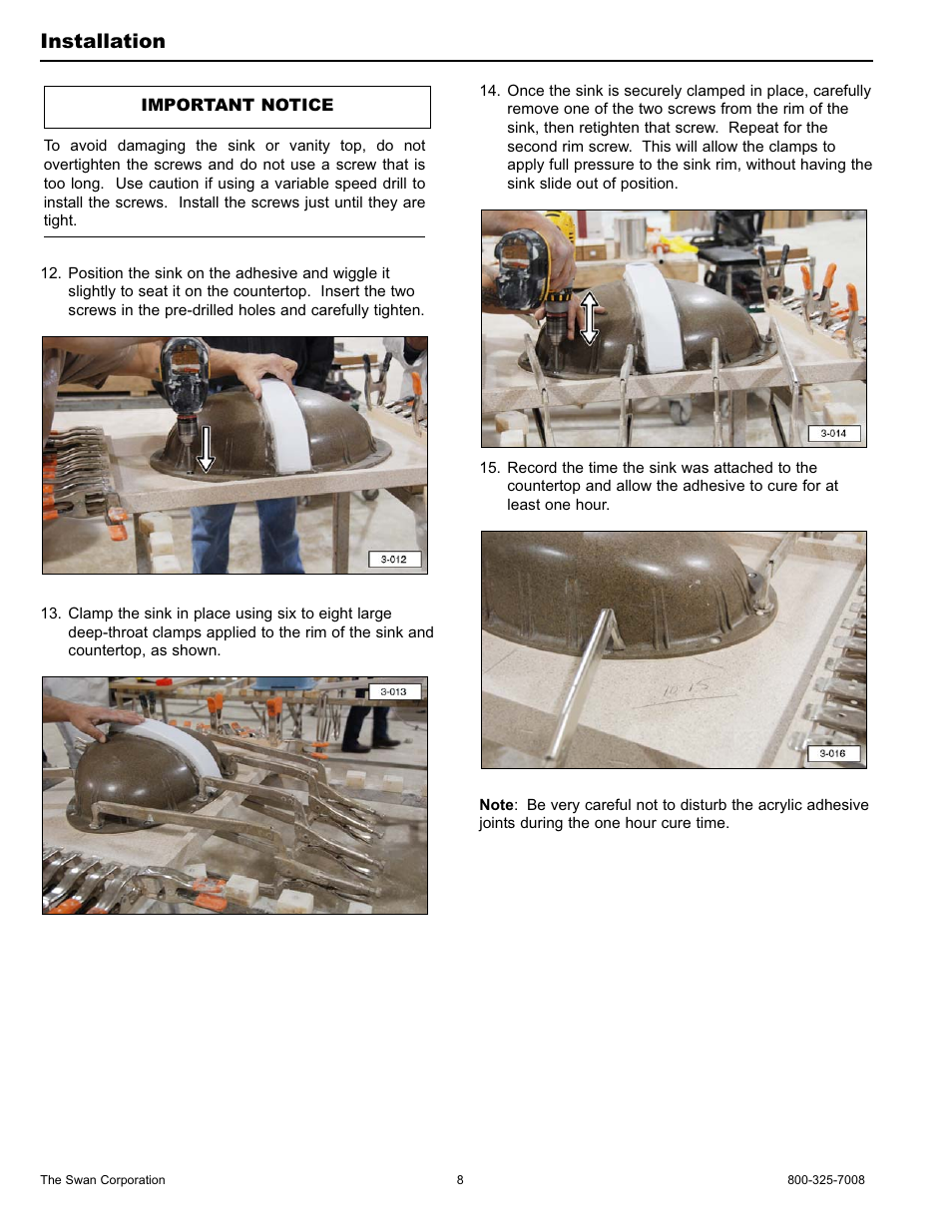 Installation | Swanstone ULAD-1913 - Installation User Manual | Page 8 / 16