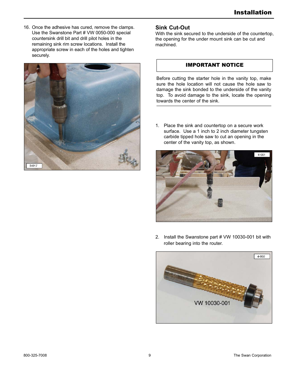 Installation | Swanstone ULAD-1913 - Installation User Manual | Page 9 / 16