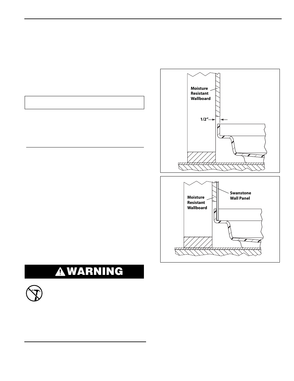 Warning, Installation procedure | Swanstone STS-3738 - Installation User Manual | Page 13 / 20