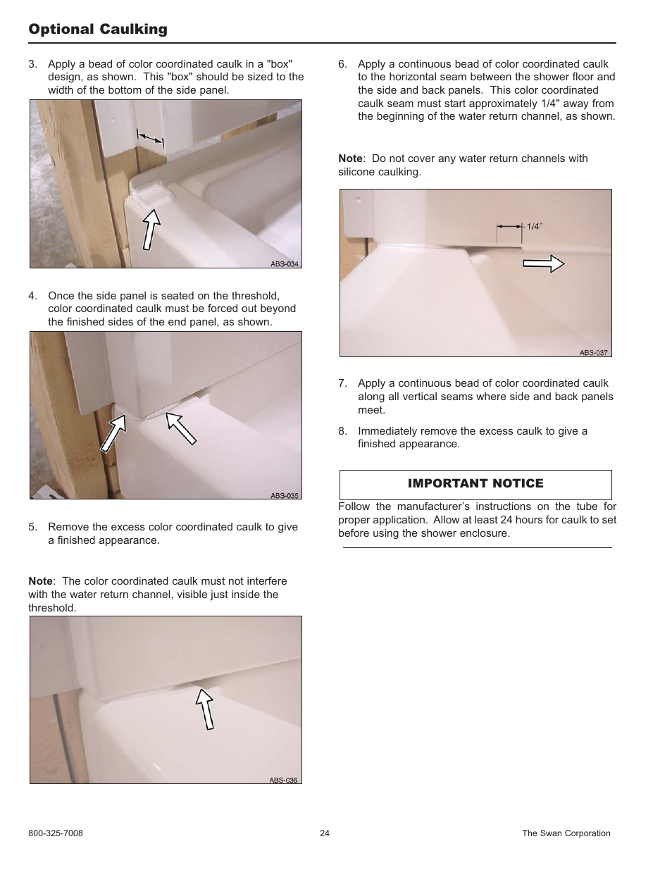 Optional caulking | Swanstone SA-38 NEO - Installation User Manual | Page 24 / 28