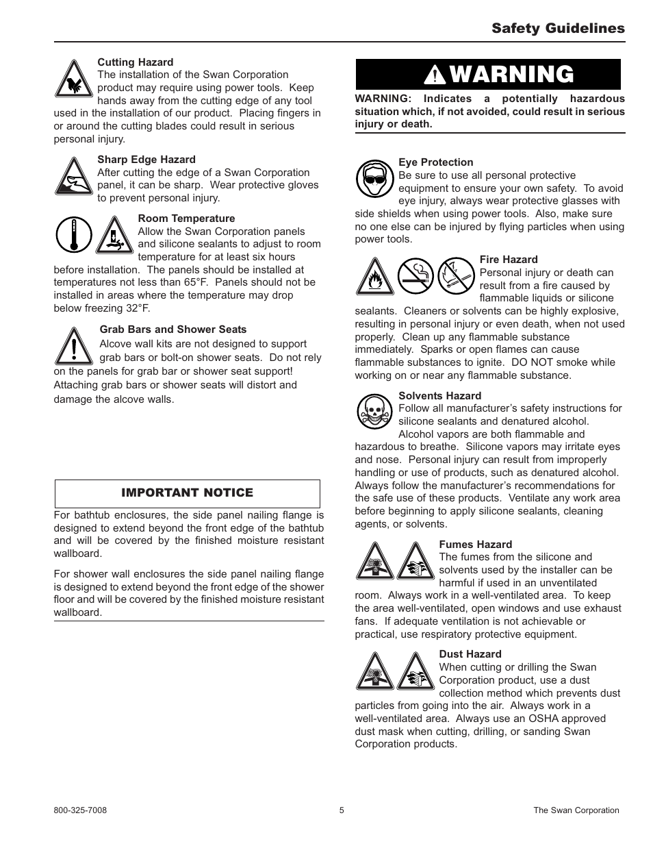 Warning, Safety guidelines | Swanstone SA-38 NEO - Installation User Manual | Page 5 / 28