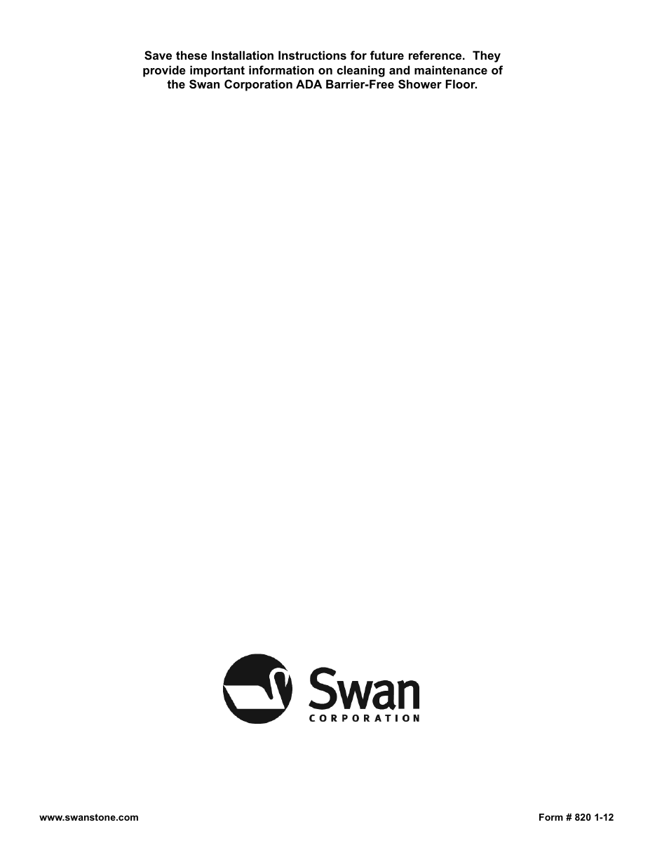 Swanstone SBF-3464 - Installation User Manual | Page 20 / 20