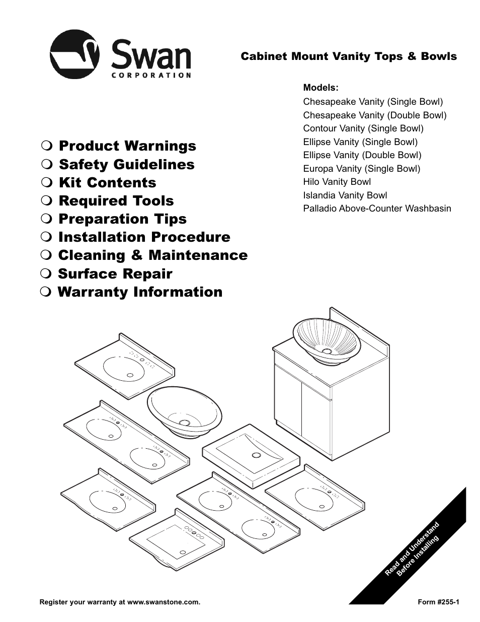 Swanstone WB-2218 - Installation User Manual | 20 pages