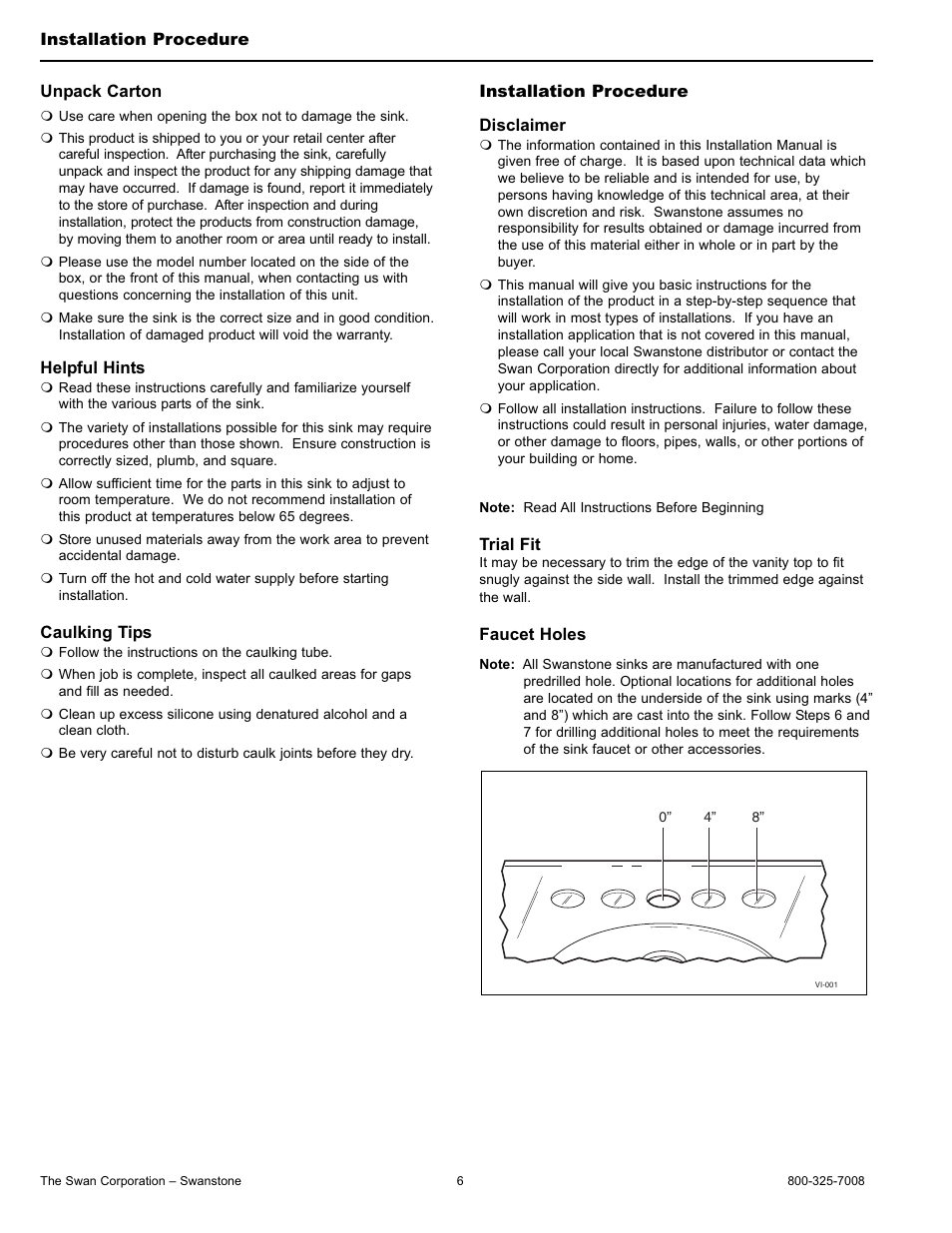 Swanstone WB-2218 - Installation User Manual | Page 6 / 20