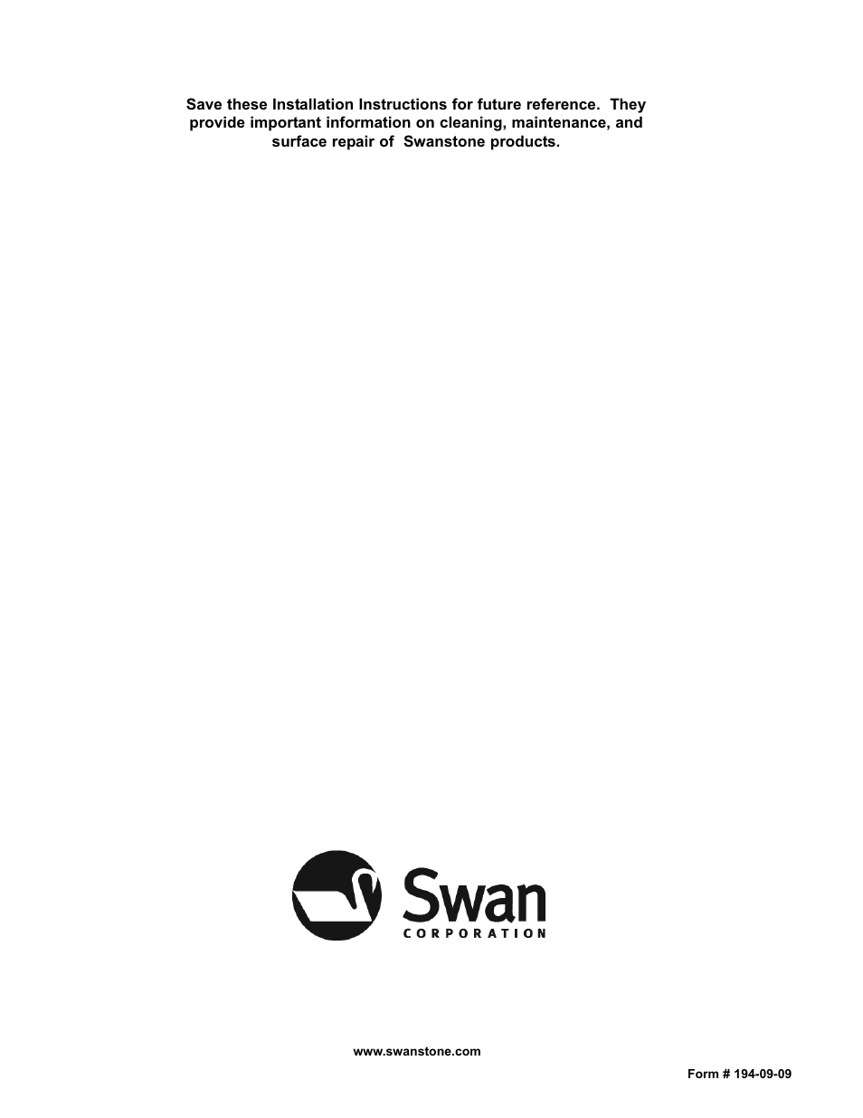 Swanstone CS-1616 - Installation User Manual | Page 12 / 12