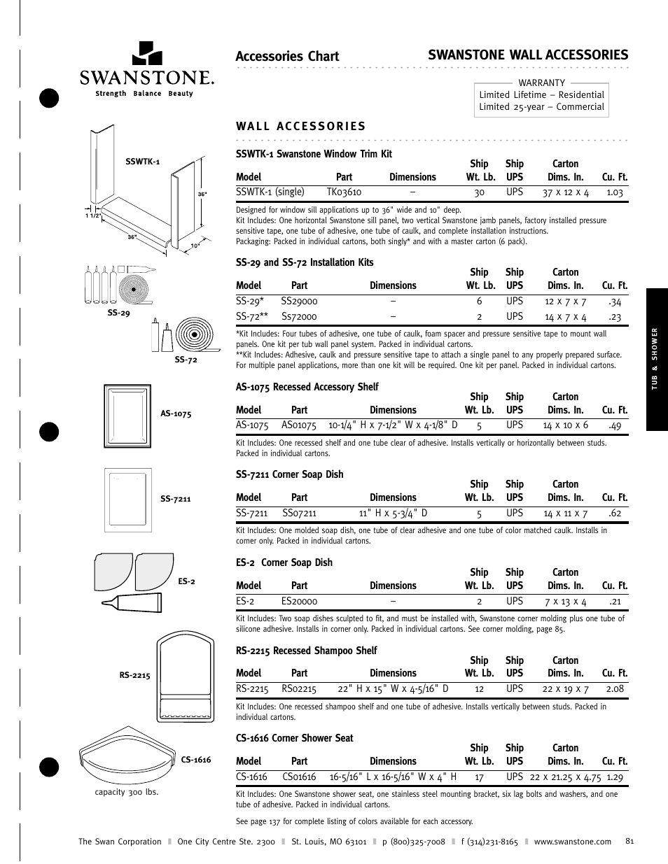 Swanstone AS-1075 - Specification User Manual | 1 page