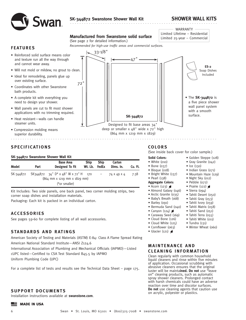 Swanstone SK-344872 - Specification User Manual | 1 page