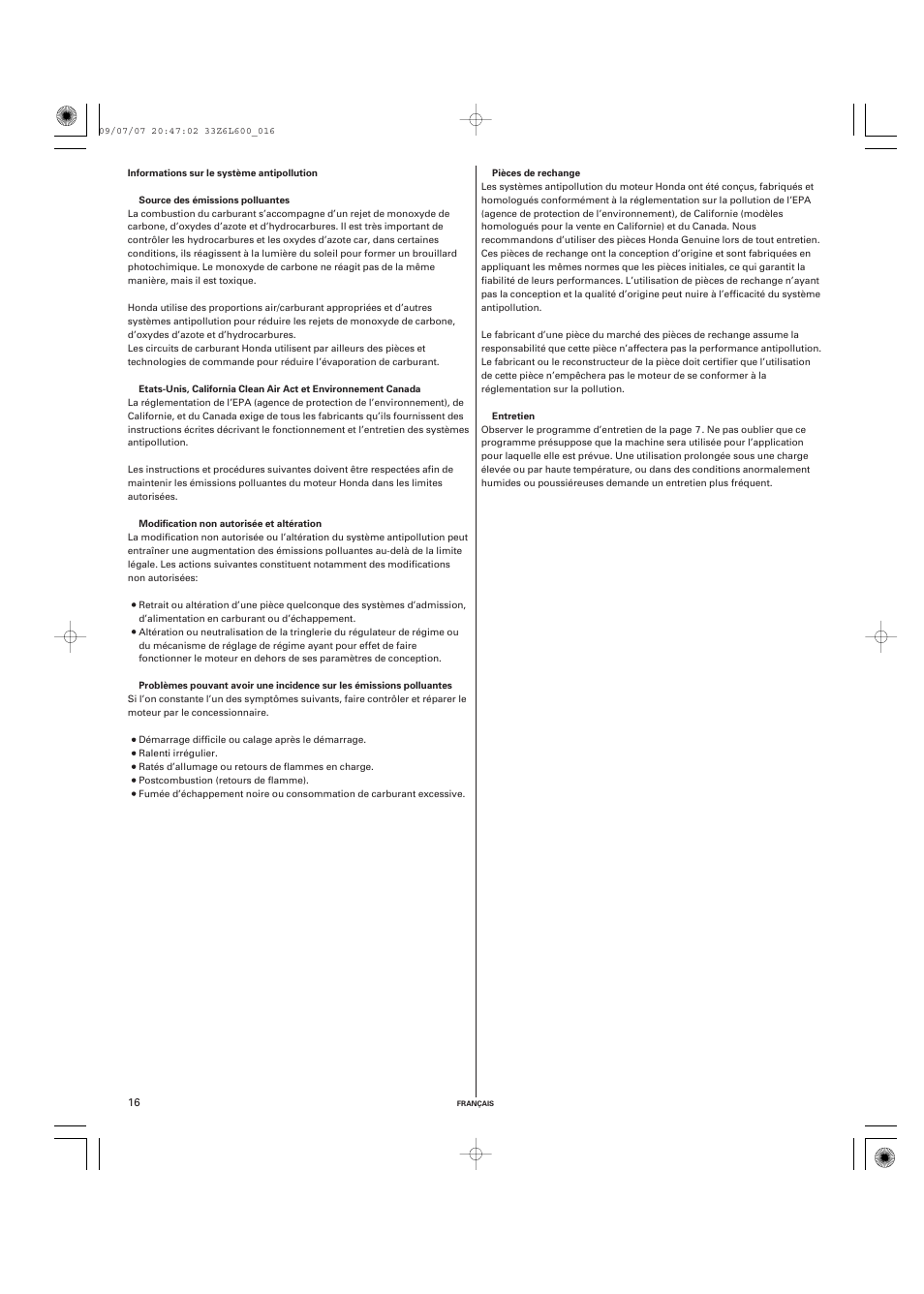 Unique Industries Honda GX690 User Manual | Page 36 / 60