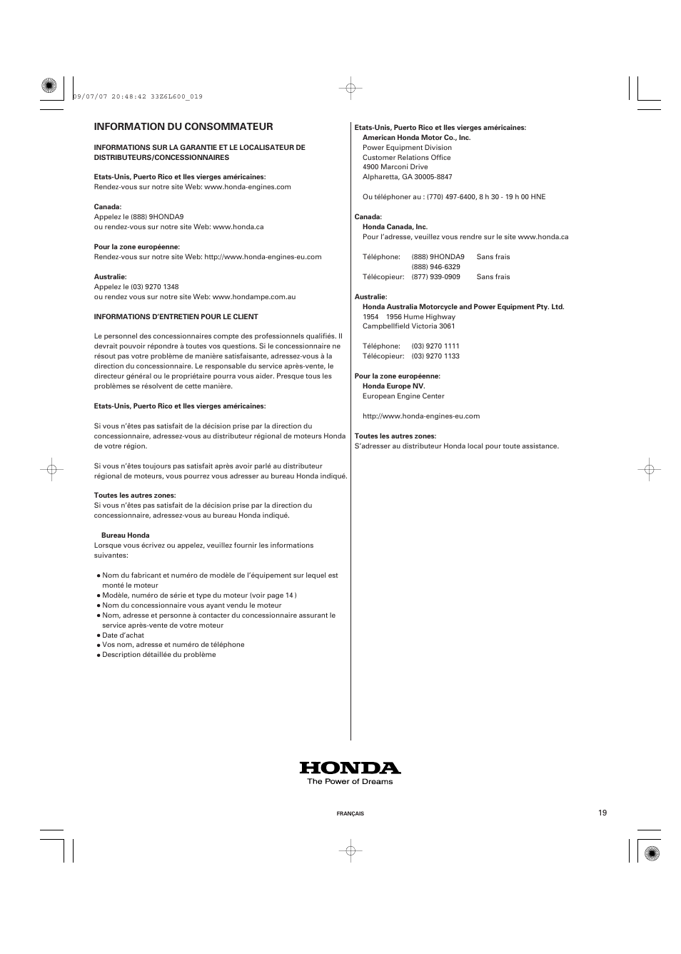 Unique Industries Honda GX690 User Manual | Page 39 / 60