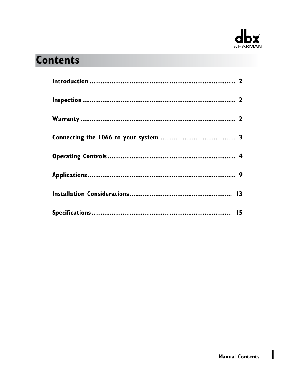 dbx 1066 User Manual | Page 5 / 24