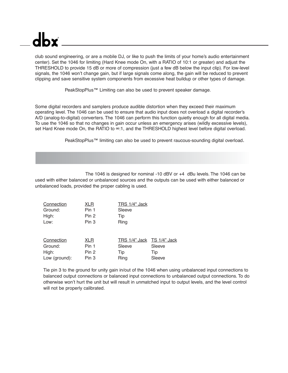 Installation considerations | dbx 1046 User Manual | Page 10 / 48