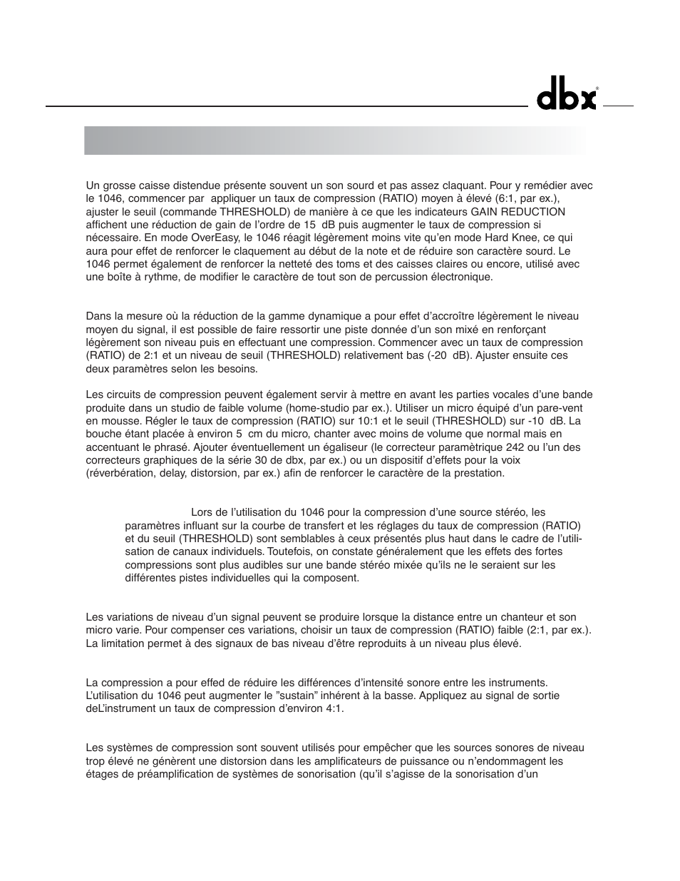 Applications | dbx 1046 User Manual | Page 19 / 48