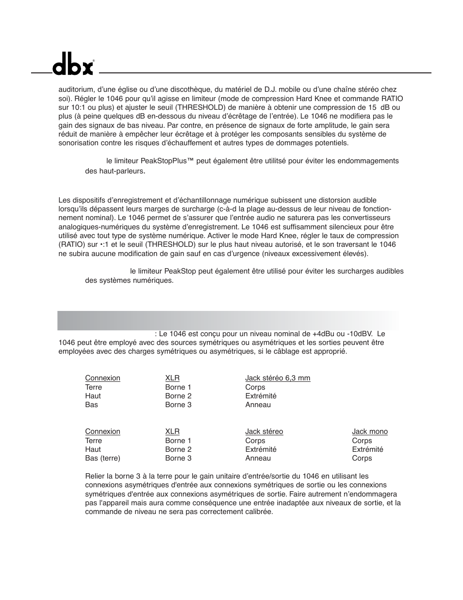 Installation | dbx 1046 User Manual | Page 20 / 48