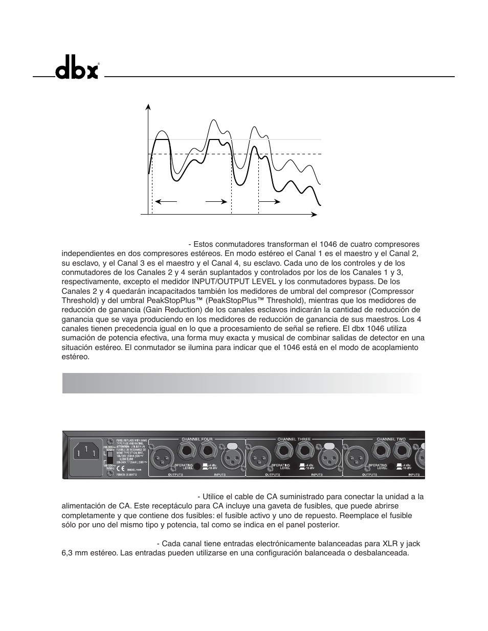 Funciones del panel posterior | dbx 1046 User Manual | Page 40 / 48