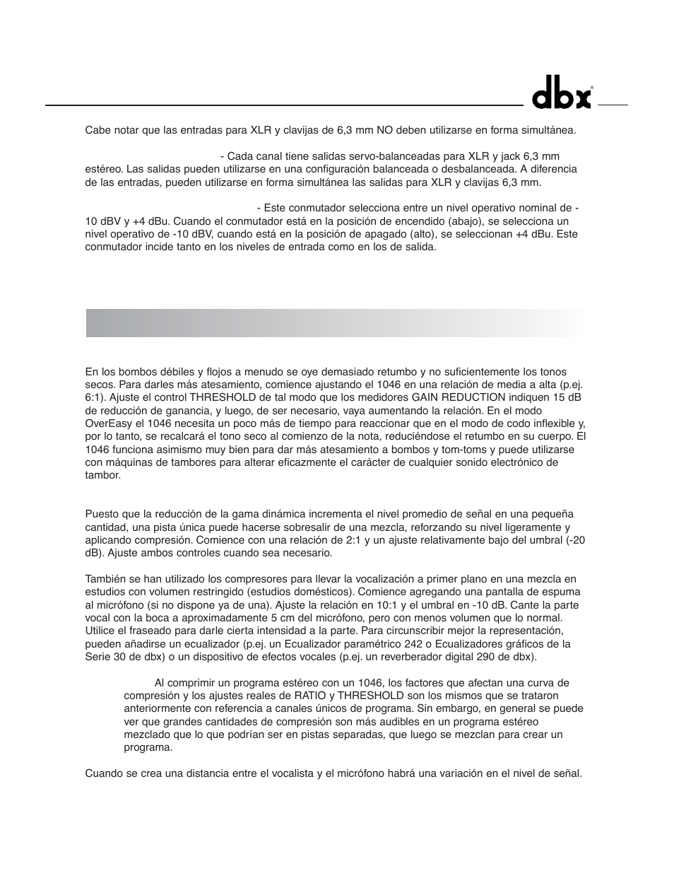 Aplicaciones | dbx 1046 User Manual | Page 41 / 48