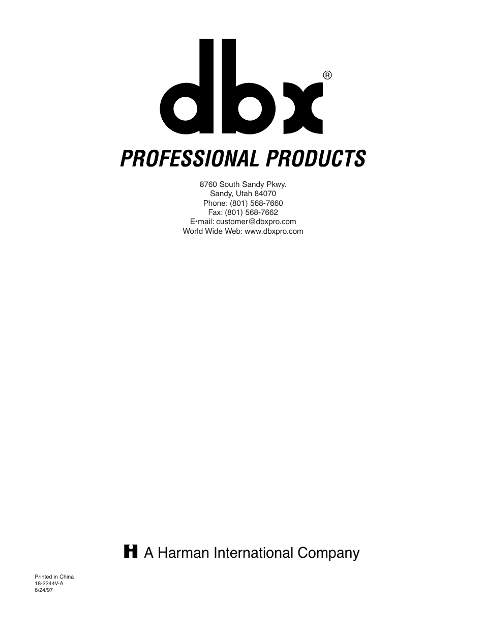 A harman international company | dbx 1046 User Manual | Page 48 / 48