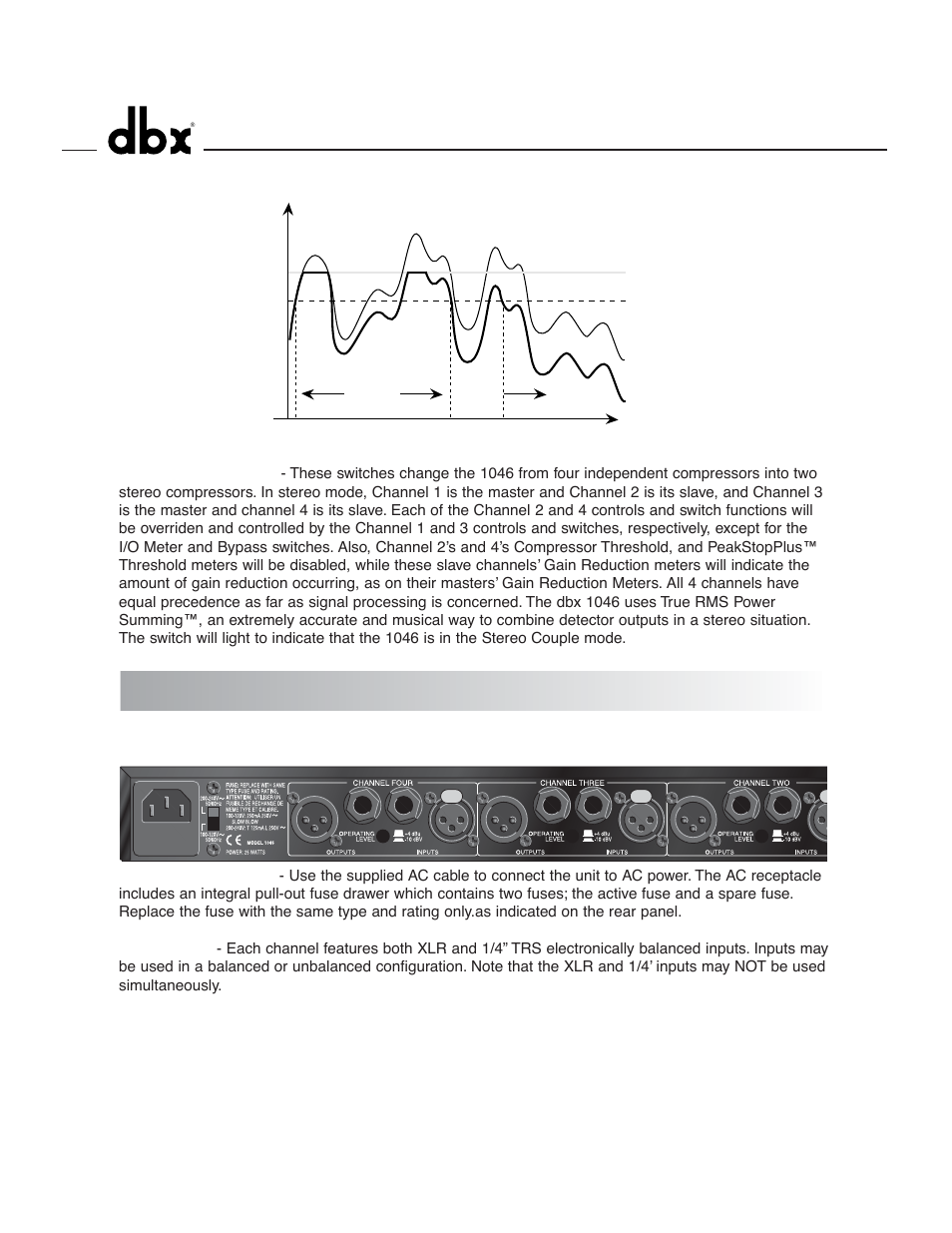 Rear panel operations | dbx 1046 User Manual | Page 8 / 48