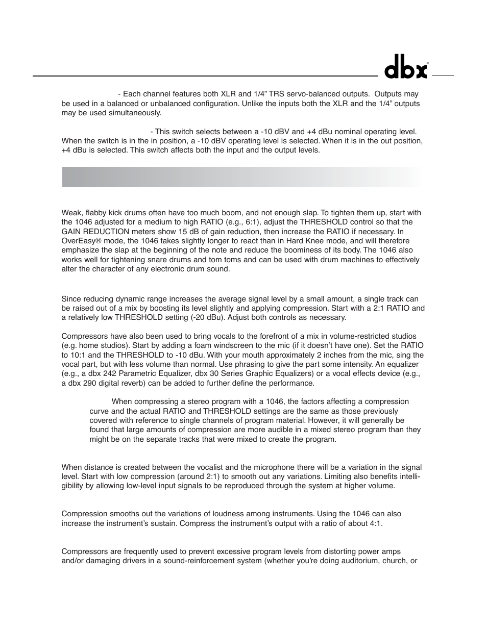 Applications | dbx 1046 User Manual | Page 9 / 48