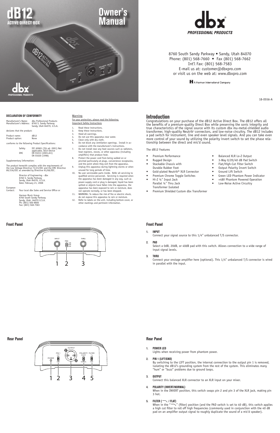 dbx db12 User Manual | 2 pages