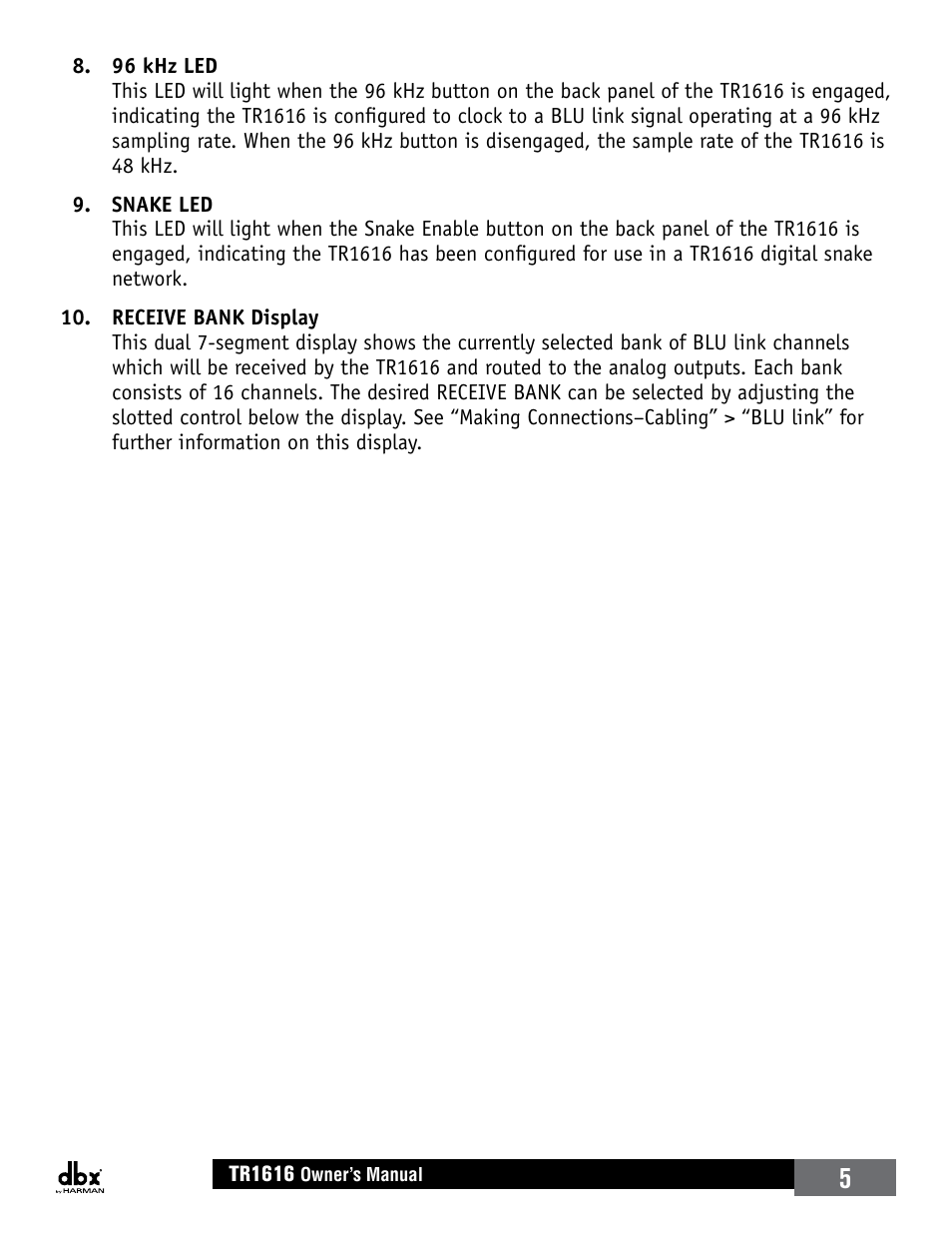 dbx TR1616 User Manual | Page 11 / 32