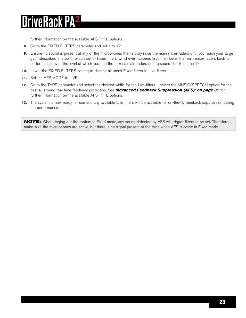 dbx DriveRack PA2 User Manual | Page 27 / 70