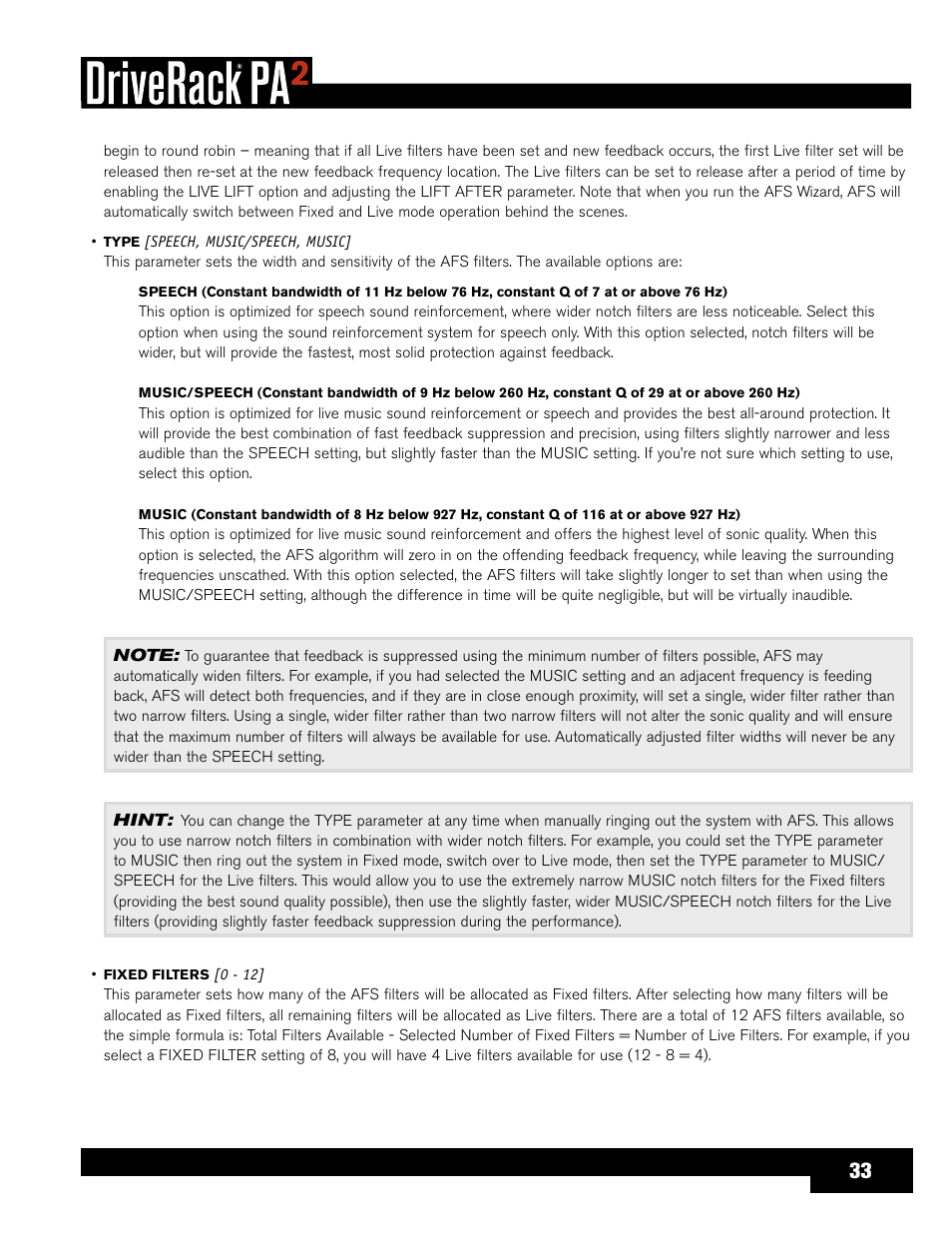 dbx DriveRack PA2 User Manual | Page 37 / 70