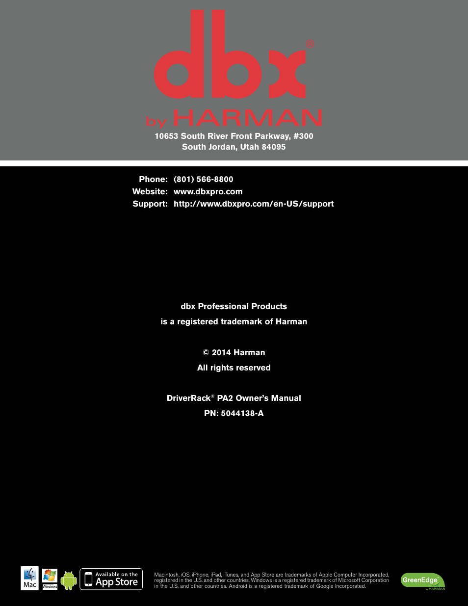 dbx DriveRack PA2 User Manual | Page 70 / 70