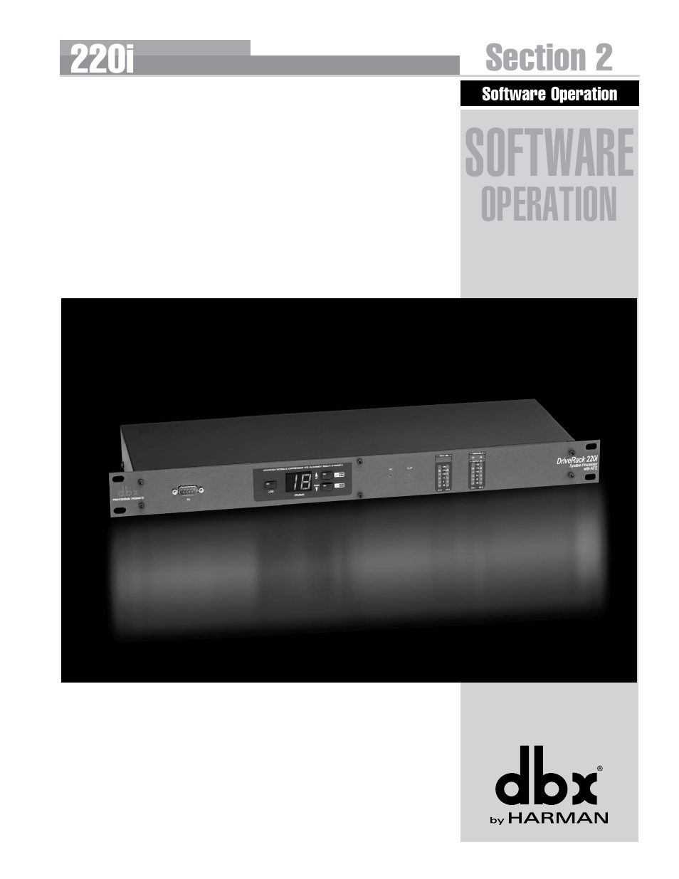 Software operation, Software, Operation | dbx DriveRack 220i User Manual | Page 13 / 57