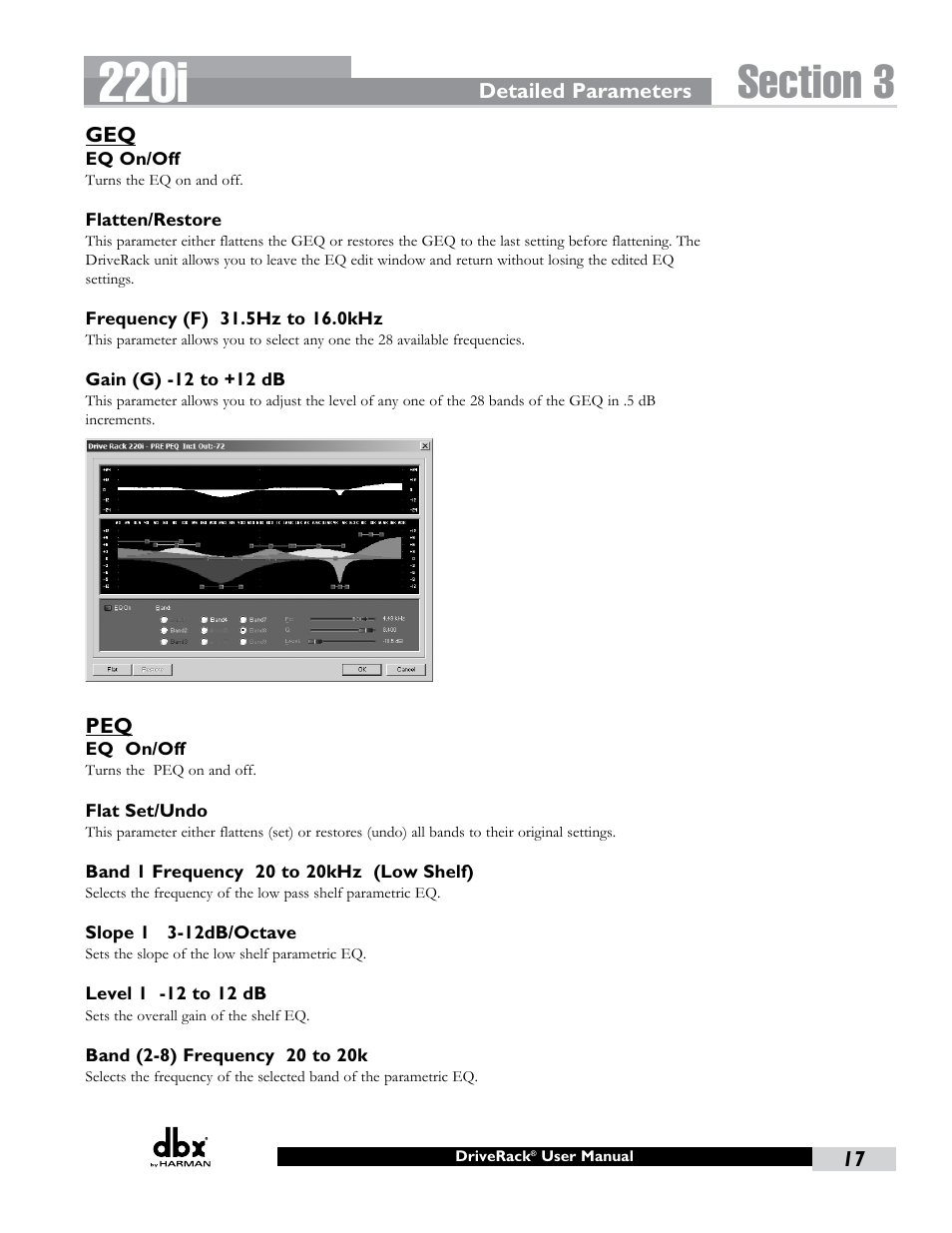 220i | dbx DriveRack 220i User Manual | Page 21 / 57