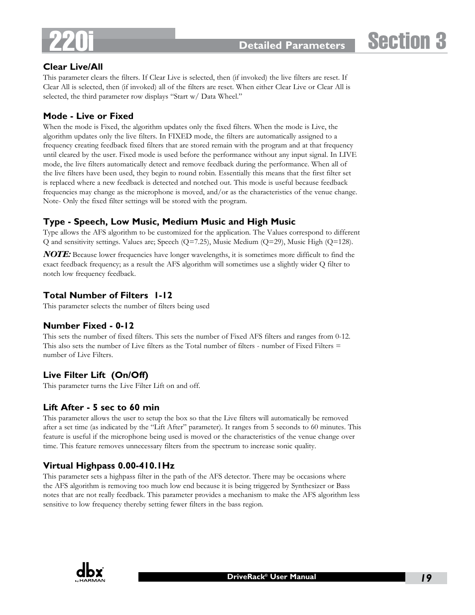 220i | dbx DriveRack 220i User Manual | Page 23 / 57