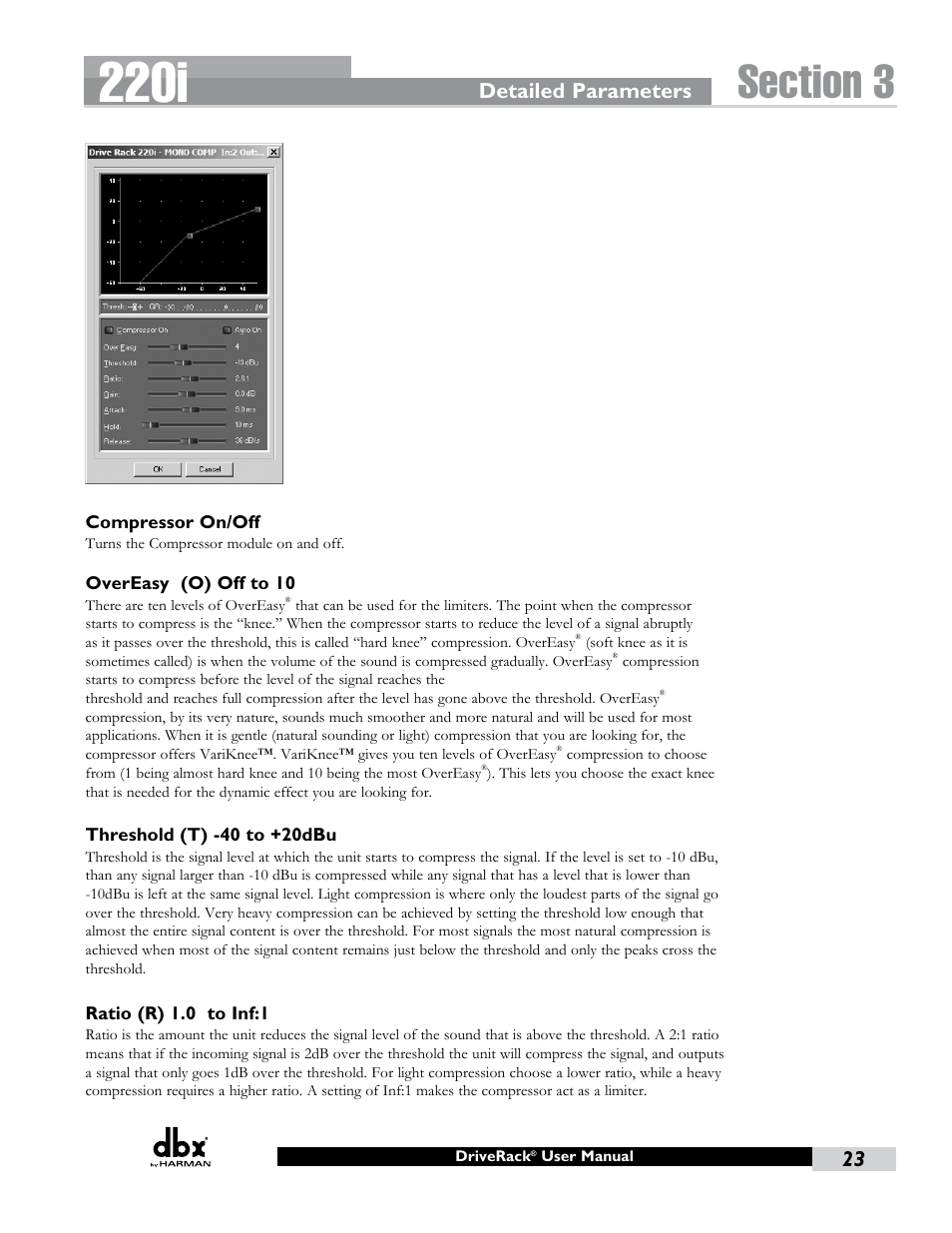 220i, Detailed parameters | dbx DriveRack 220i User Manual | Page 27 / 57